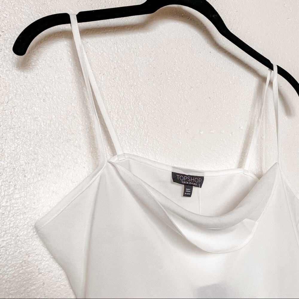 Topshop Sheer Cowl Neck Cami Top White Size 8 - Picture 3 of 8